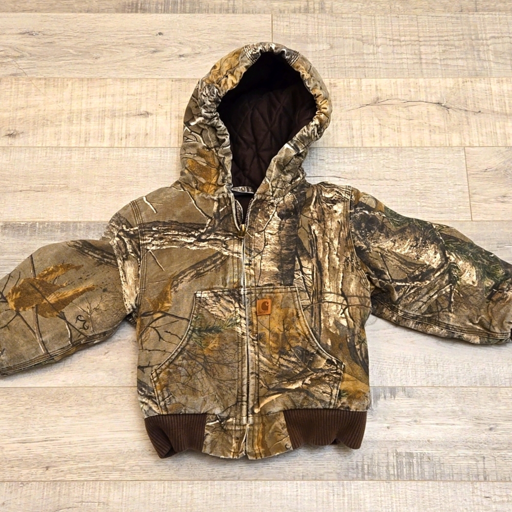 Carhartt Kids Camo Puffer Jacket in Brown and Olive